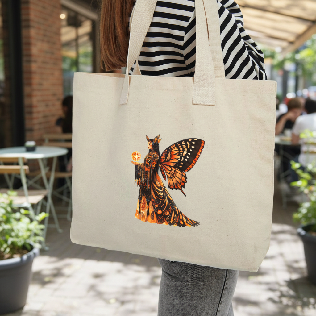 Monarch Kelebek Kanatlı Tanrıça Kolon Saplı İç Cepli Çanta