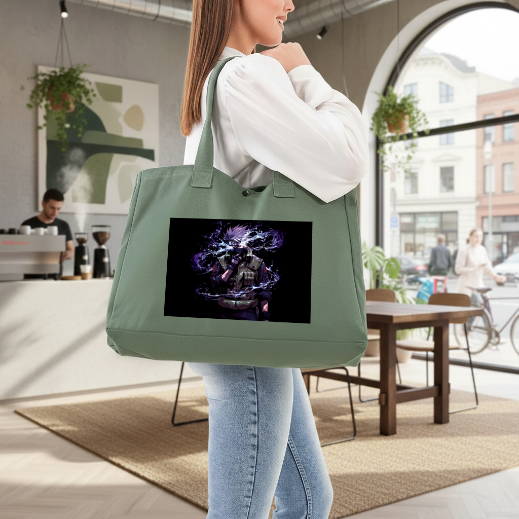 Kakashi Hatake The Surge of Purple Lightning Green Bag with 3 Velcro Fasteners
