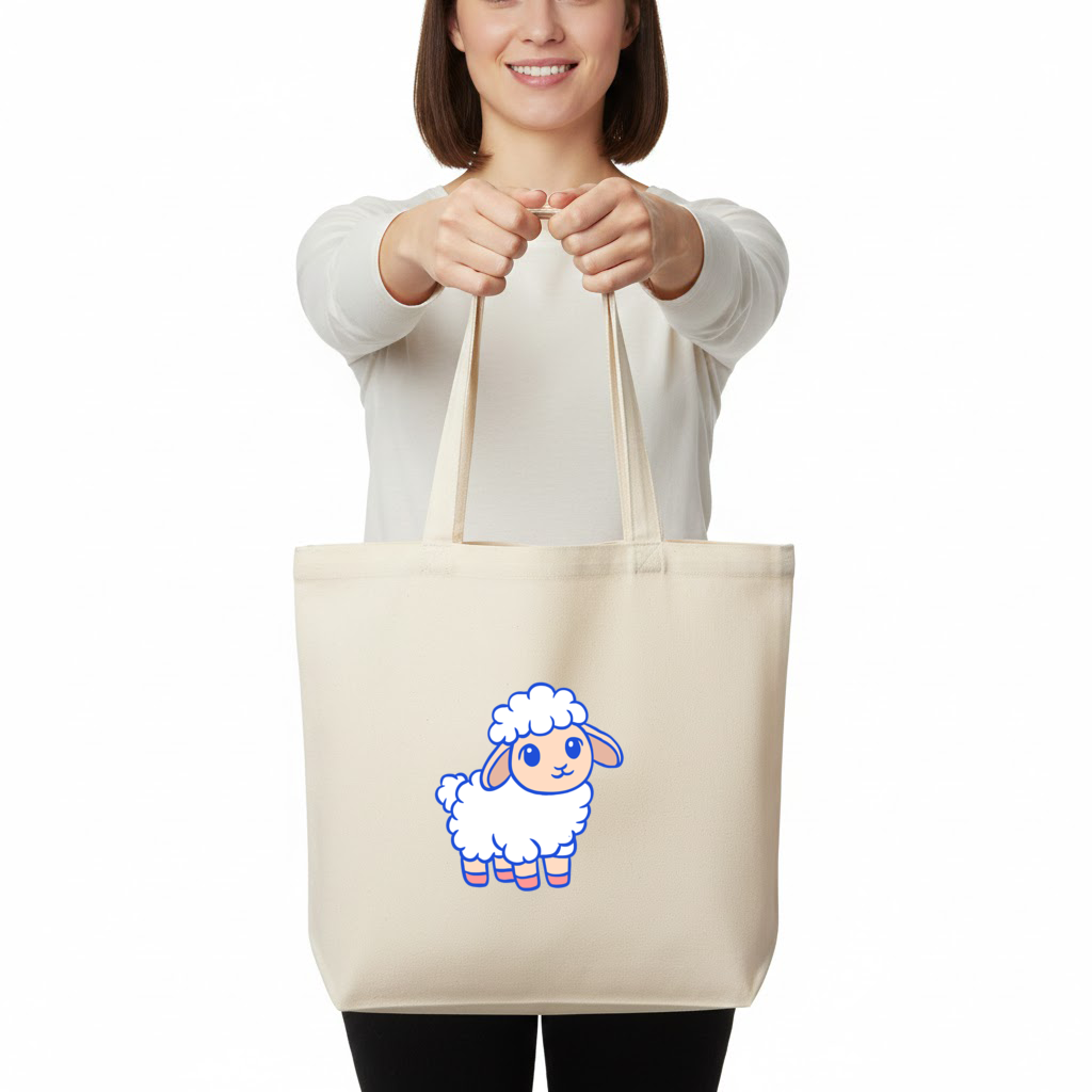 Sevimli Kawaii Kuzu Yatay Canvas Çanta