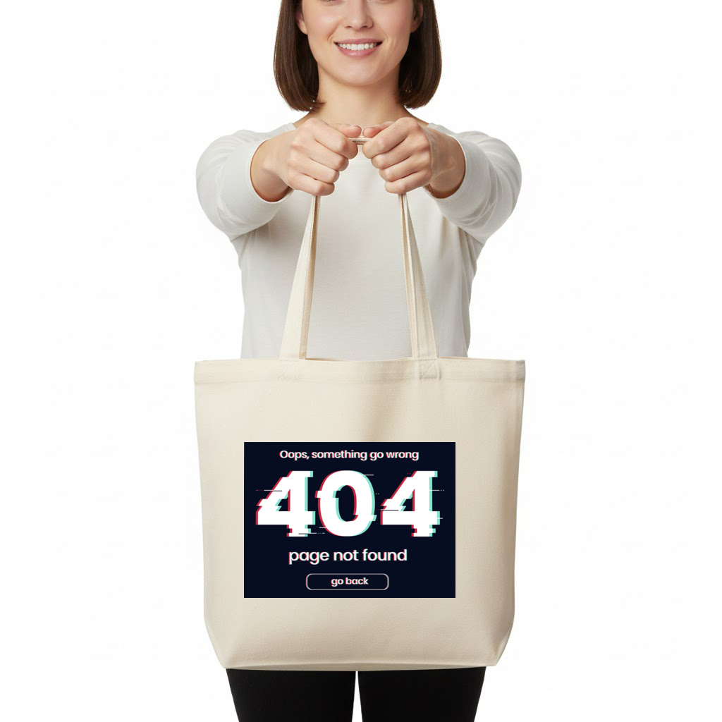 Hata 404 Glitch Tasarımı Yatay Canvas Çanta