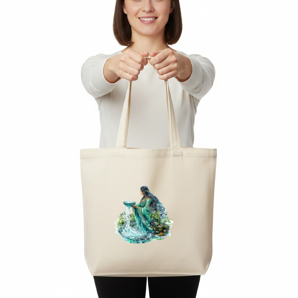 Ethereal Water Goddess Horizontal Canvas Tote Bag