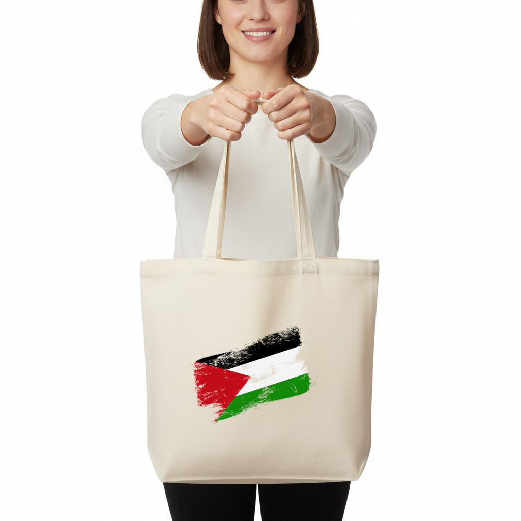 Palestine Resistance Flag Brush Stroke Horizontal Canvas Tote Bag