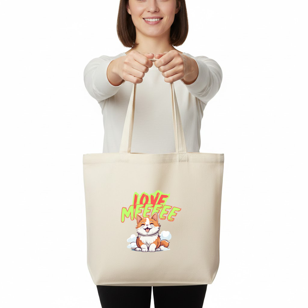 Cute Orange Cat Love Me Horizontal Canvas Tote Bag