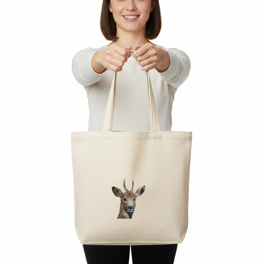 Deer colored pencil sketch Horizontal Canvas Tote Bag