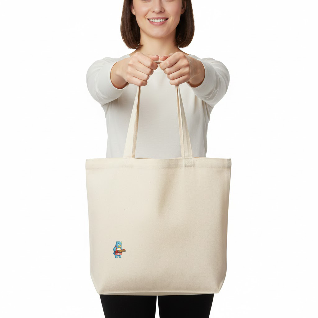Blue Bear Pooli-Bakery-Cartoon character Horizontal Canvas Tote Bag