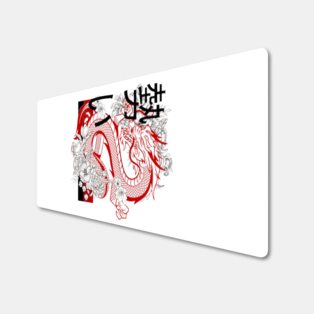 Japanese Dragon with Floral Design Mouse Pad
