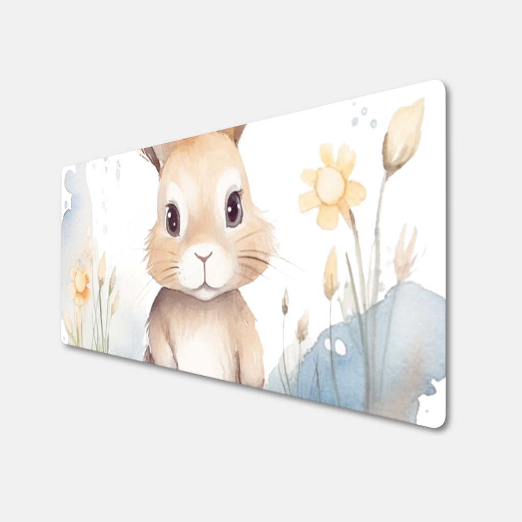 Sevimli Tavşan Suluboya İllüstrasyon Mouse Pad