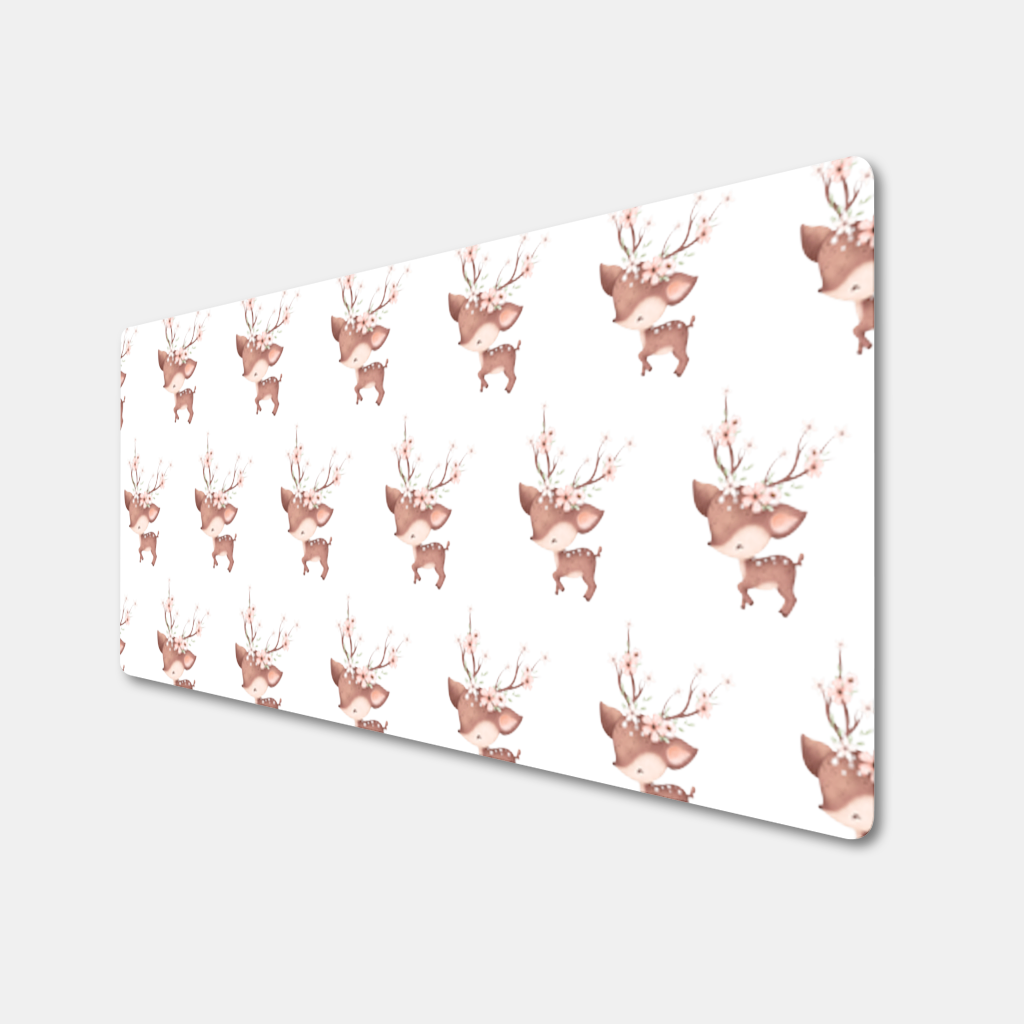 Cute Baby Deer with Floral Antlers Mouse Pad