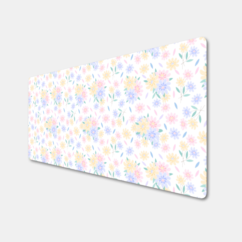 Colorful Pastel Spring Floral Pattern Mouse Pad