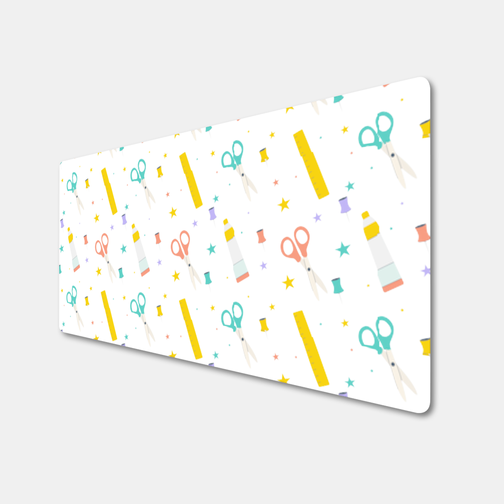 Renkli Okul ve Kırtasiye Gereçleri Deseni Mouse Pad