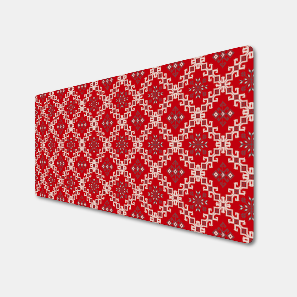 Kırmızı Etnik Nakış Deseni Mouse Pad