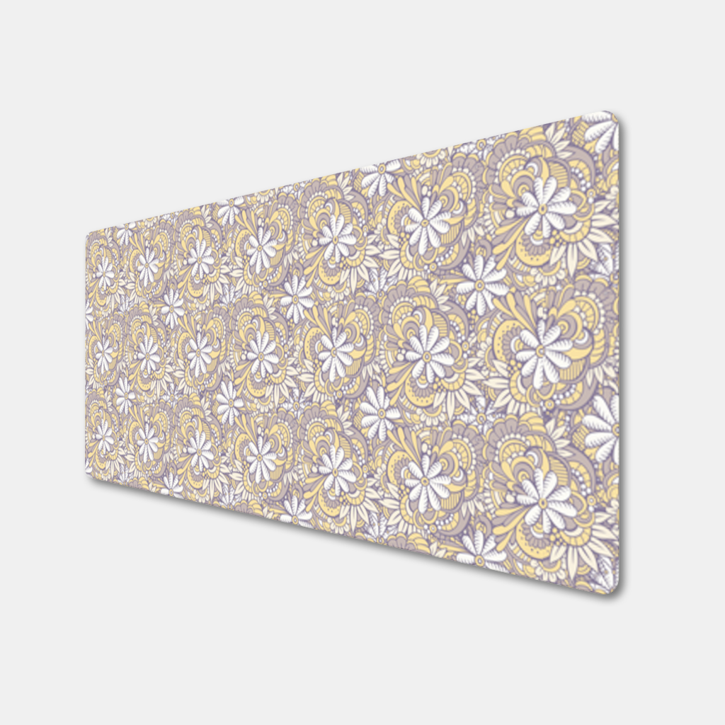 Retro Çiçekli Doodle ve Mandala Deseni Mouse Pad