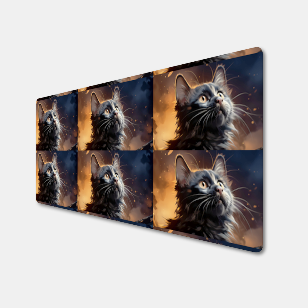 Siyah Kedi Dijital Sanat Mouse Pad