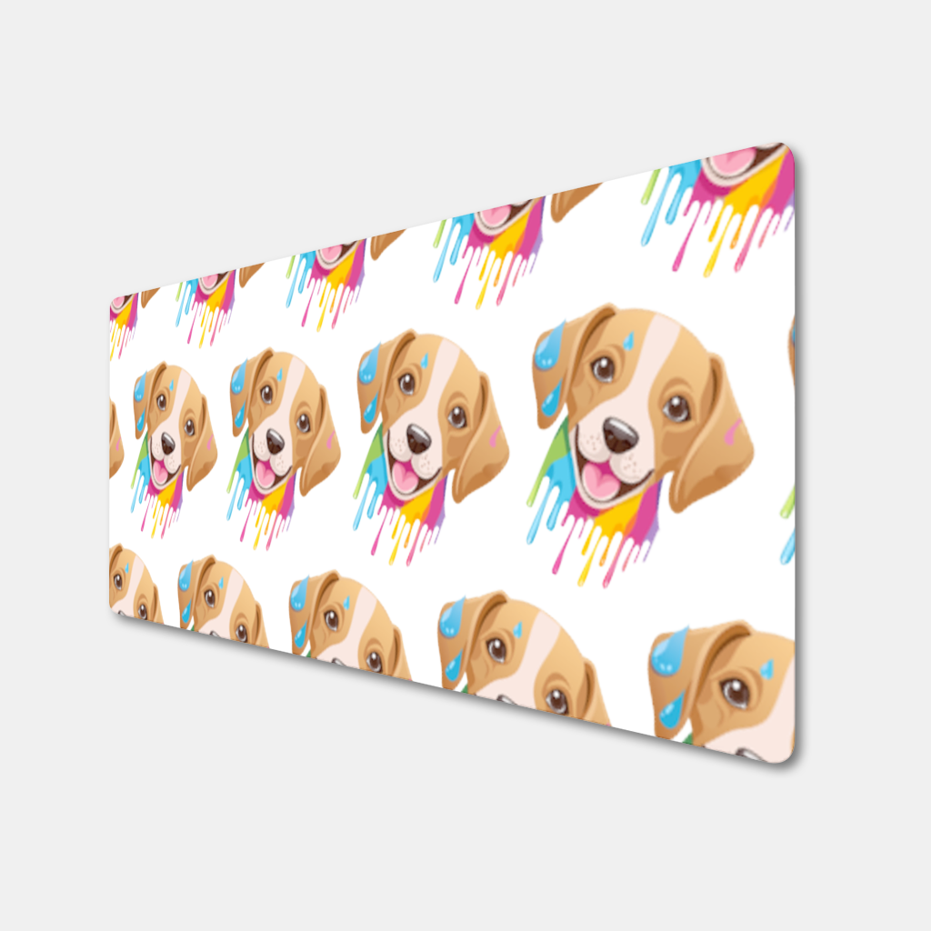 Renkli Boya Damlalı Mutlu Köpek Tasarımı Mouse Pad