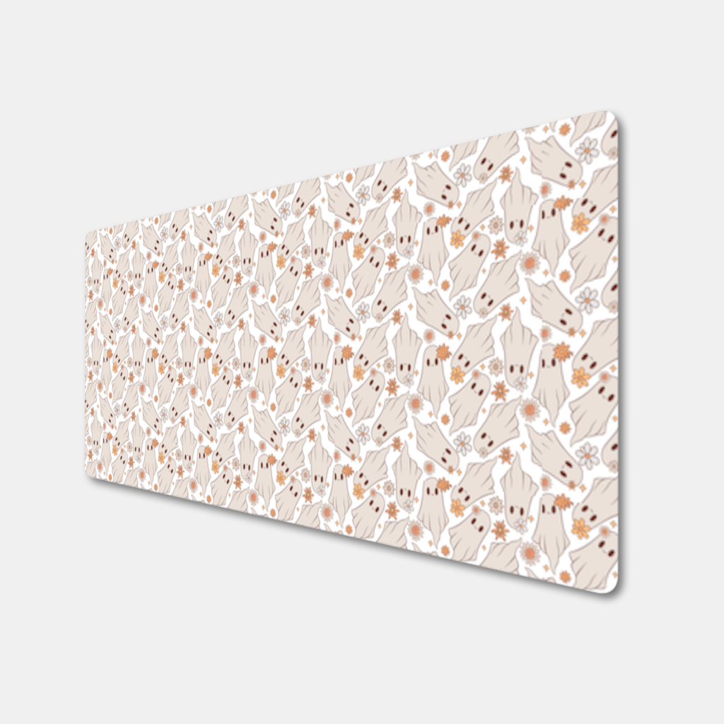 Retro Çiçekli Sevimli Hayalet Deseni Mouse Pad