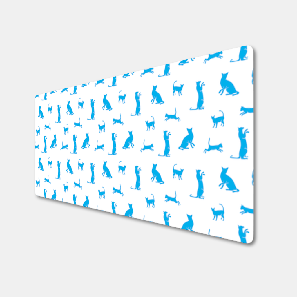 Blue Cat Silhouettes Seamless Pattern Mouse Pad