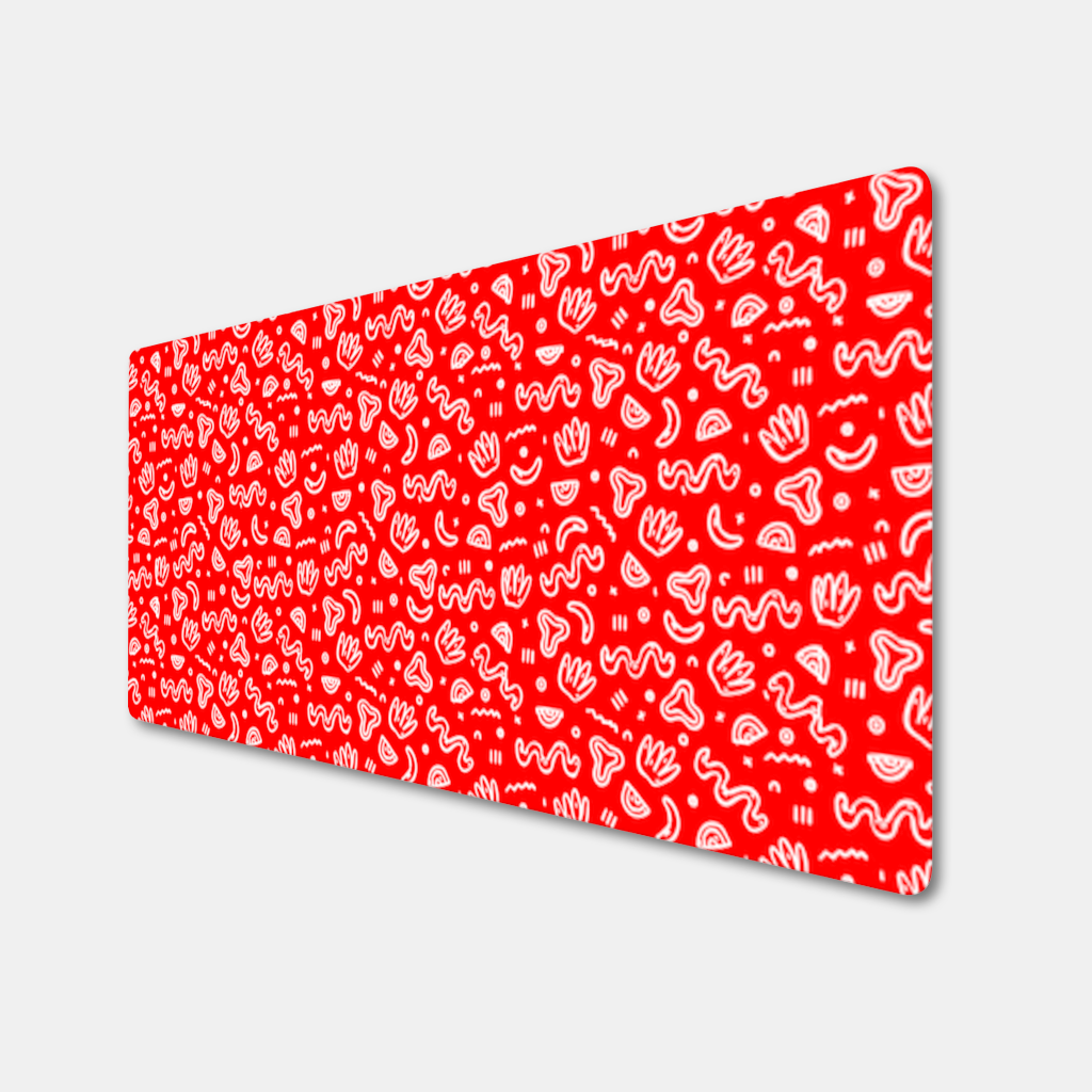 Red Abstract Doodle Mouse Pad
