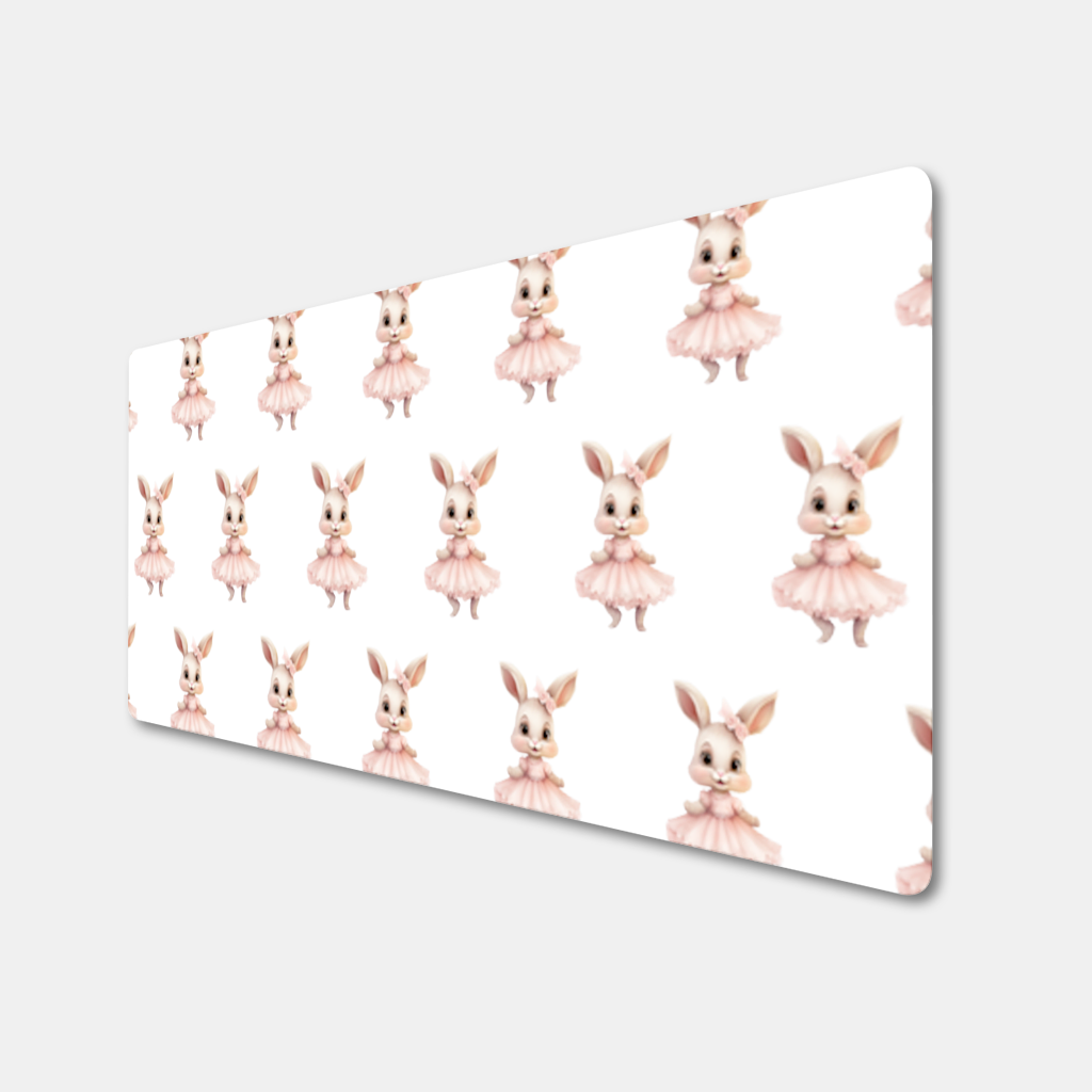 Pembe Elbiseli Güllü Tavşan Mouse Pad