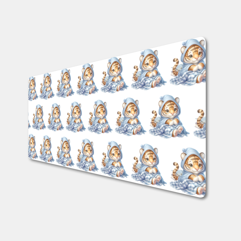 Kitaplar Üstünde Uykulu Yavru Kaplan Mouse Pad