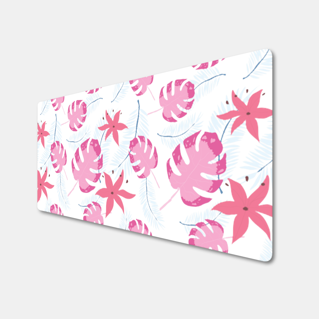 Pembe Monstera ve Tropikal Lilyum Mouse Pad