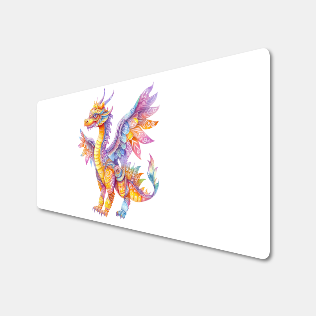 Vibrant Rainbow Mythical Dragon Mouse Pad