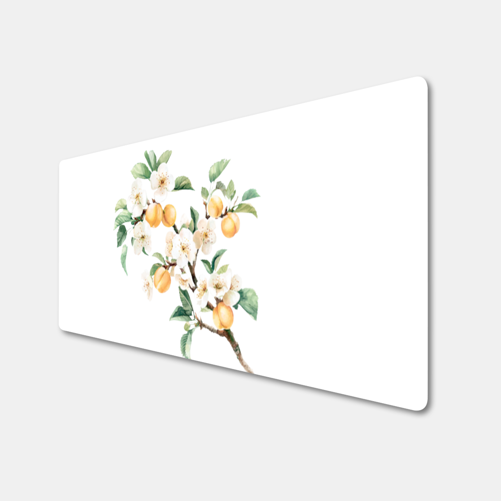 Watercolor Apricot Blossom Branch Mouse Pad