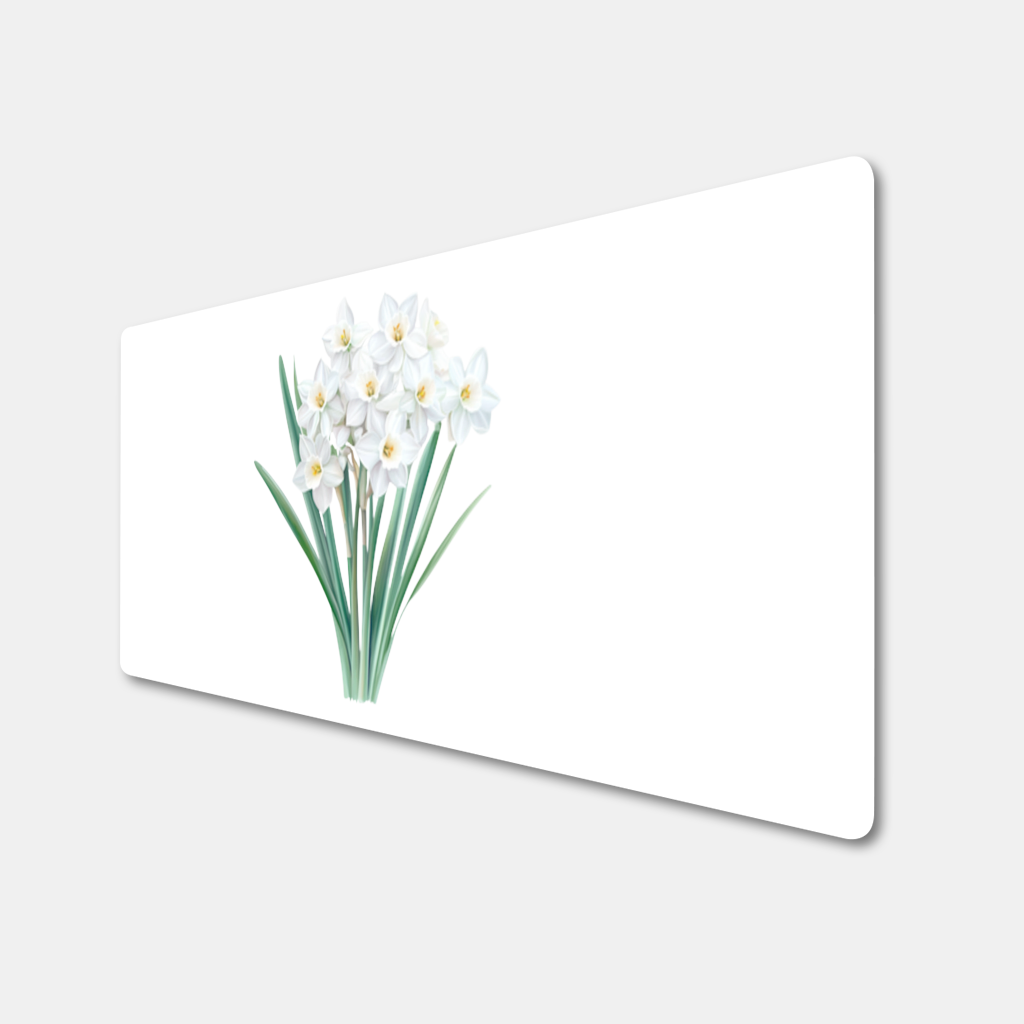 Beyaz Nergis Çiçeği Demeti Mouse Pad