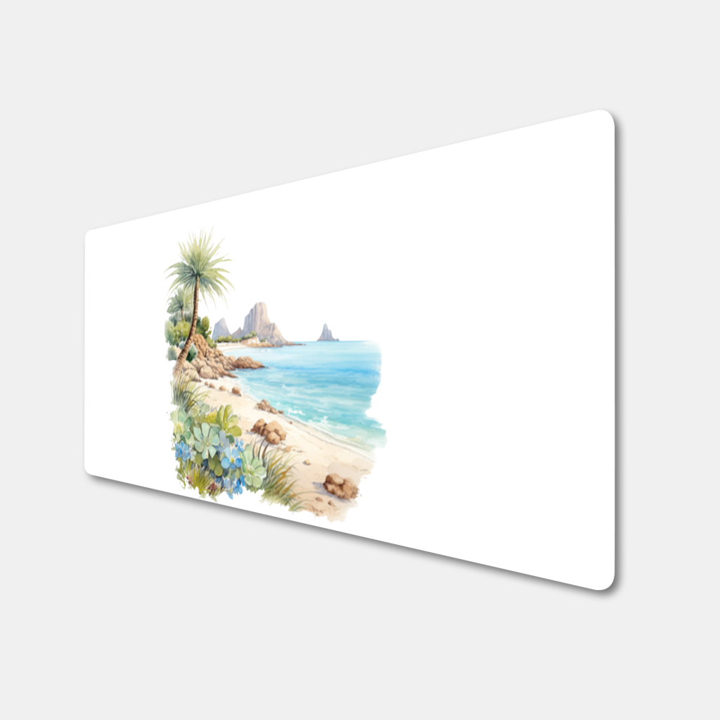 Turkuaz Deniz ve Tropikal Palmiye Mouse Pad