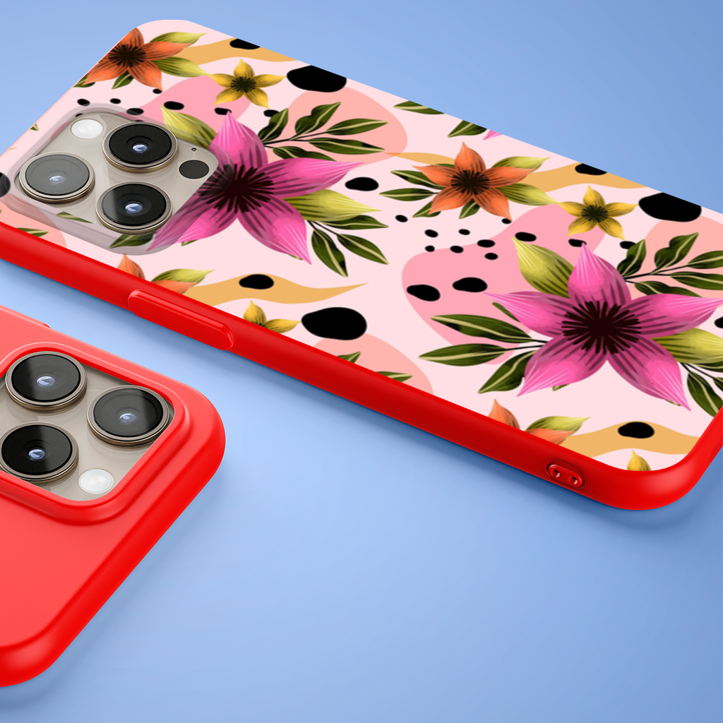 Boho Pink Lily Botanical iPhone 15 Pro Case