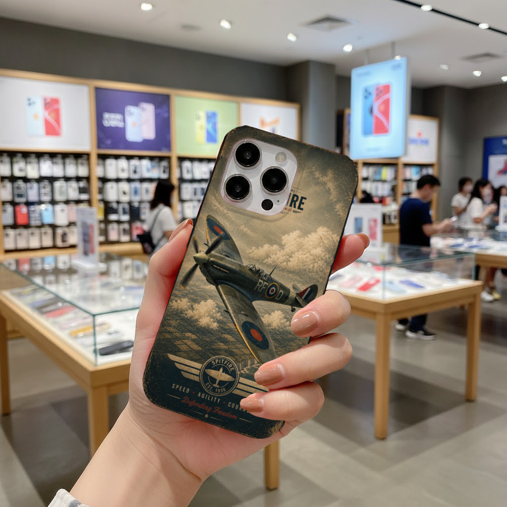 Spitfire Savaş Uçağı Retro iPhone 16 Pro Kılıfı