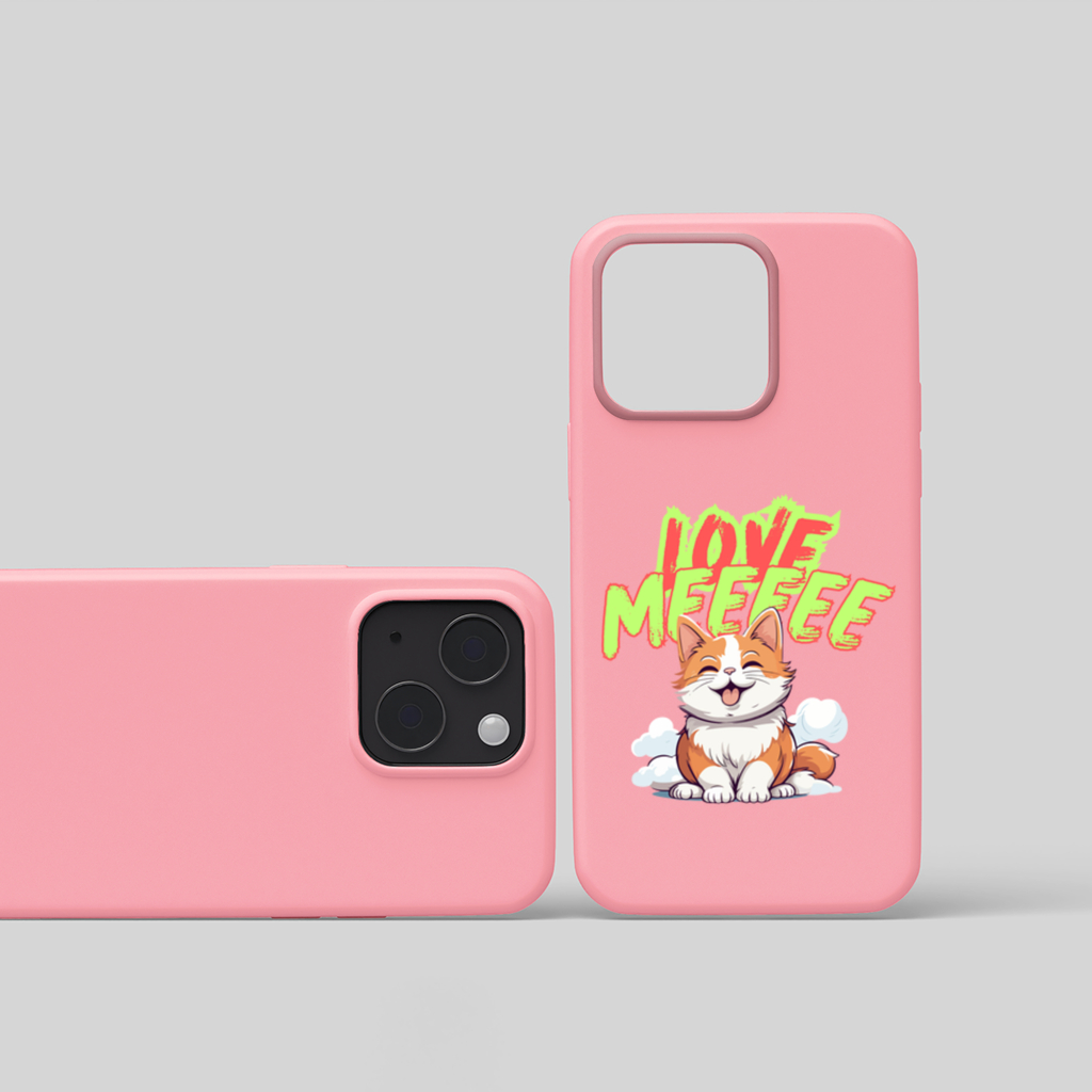 Cute Orange Cat Love Me iPhone 15 Case