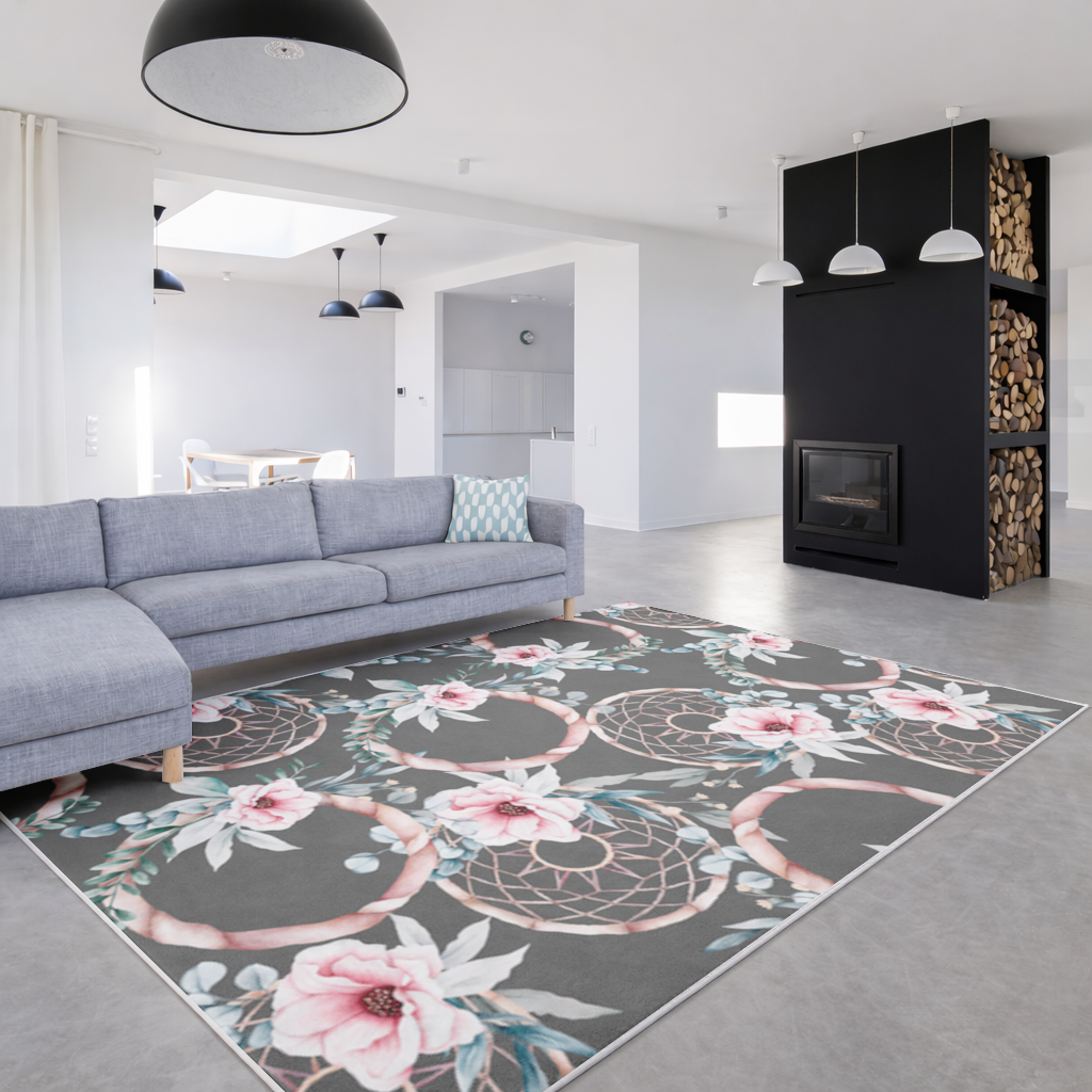 Boho Floral Dreamcatcher Pattern Living room carpet