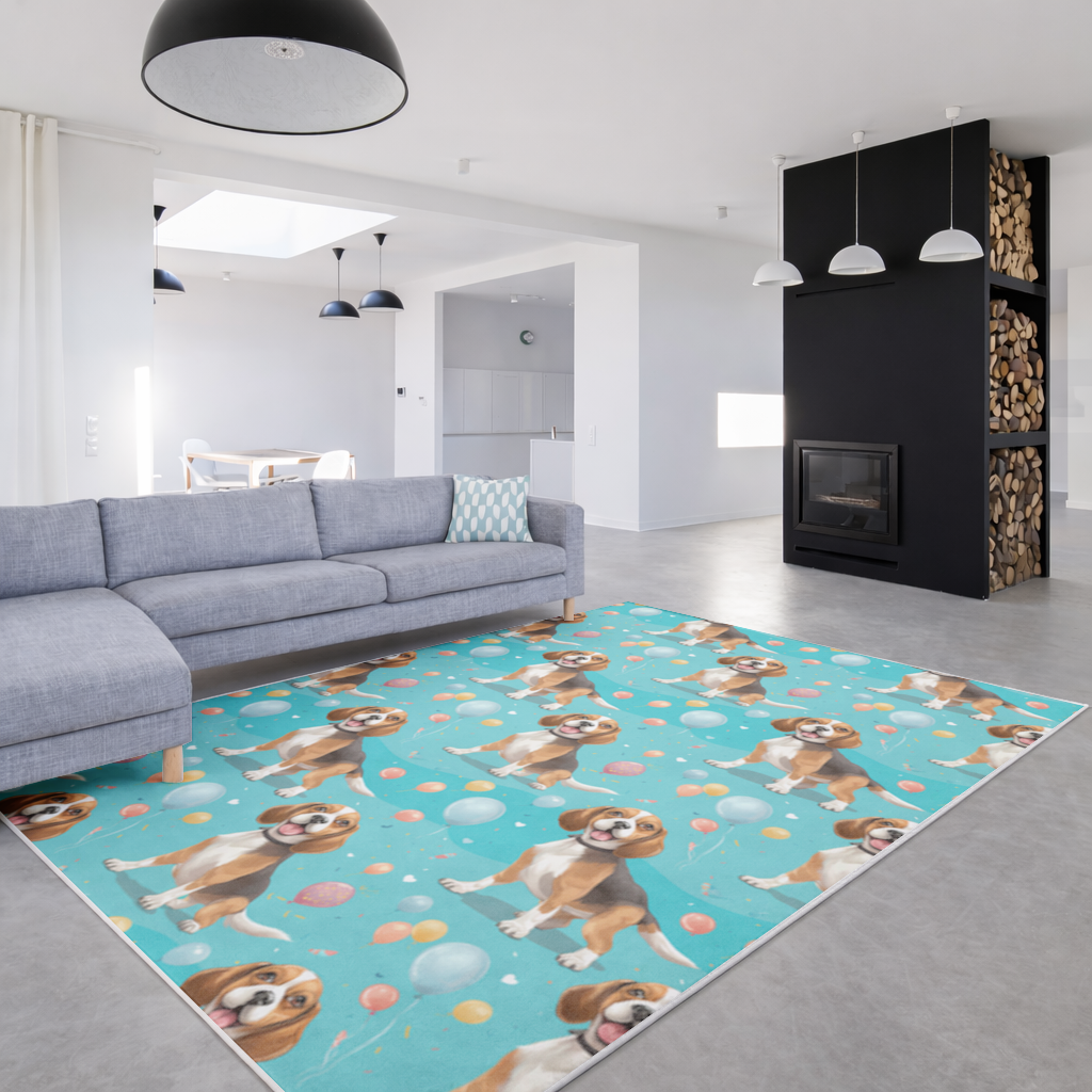 Cute Beagle Dog and Colorful Balloons Seamless Pattern Living room carpet