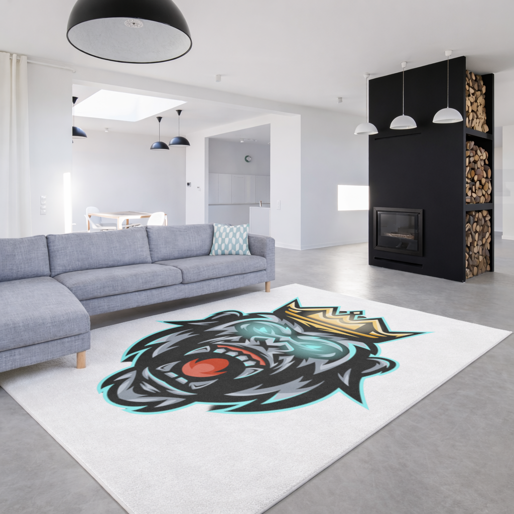 Angry Gorilla King with Crown Graphic - Neon Mascot Design Living room carpet