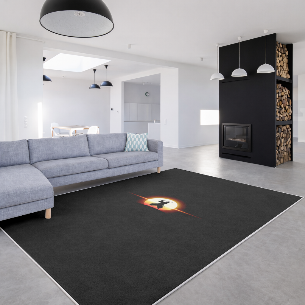 Gün Doğumu Altında Samuray Silüeti Onur ve Güç Salon Halısı