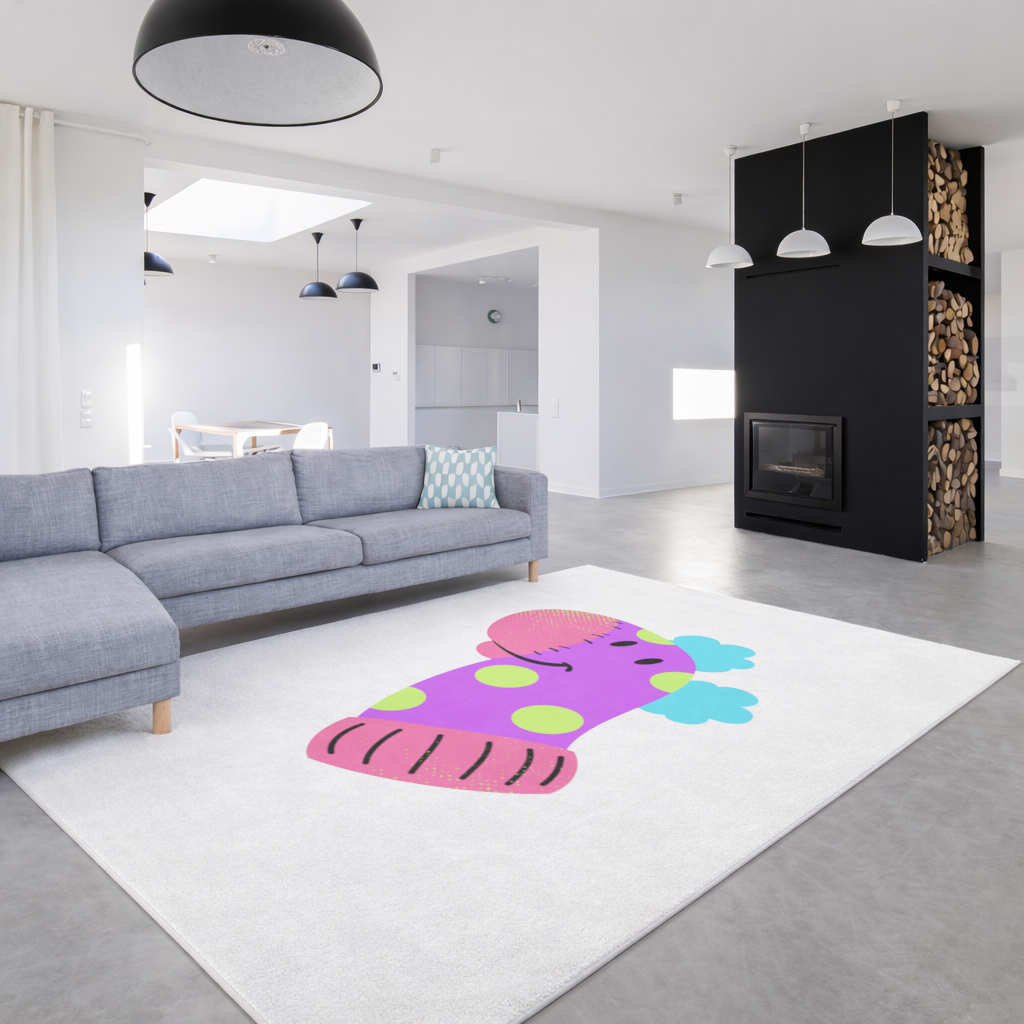 Sevimli Renkli Dinozor Çizimi Salon Halısı