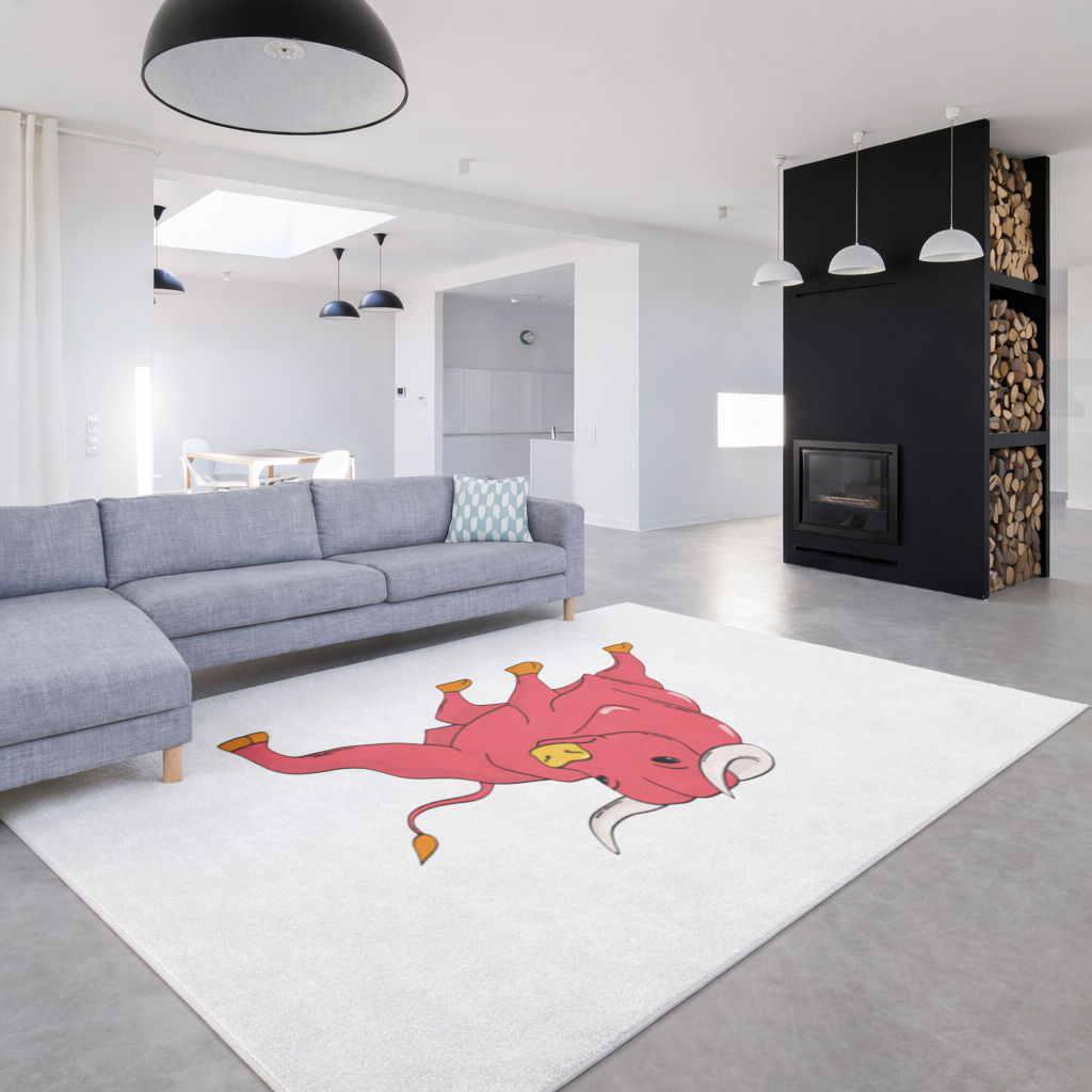 Spanish Red Bull Illustration Inspired by Matador Theme Living room carpet