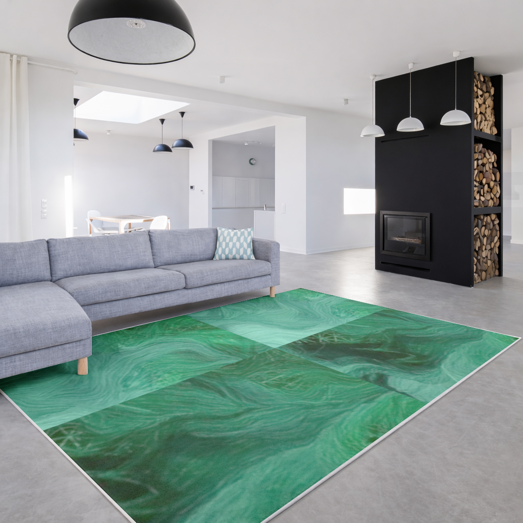Black and green marbling Living room carpet