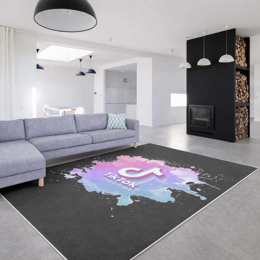 TikTok Logo with Watercolor Effect Living room carpet