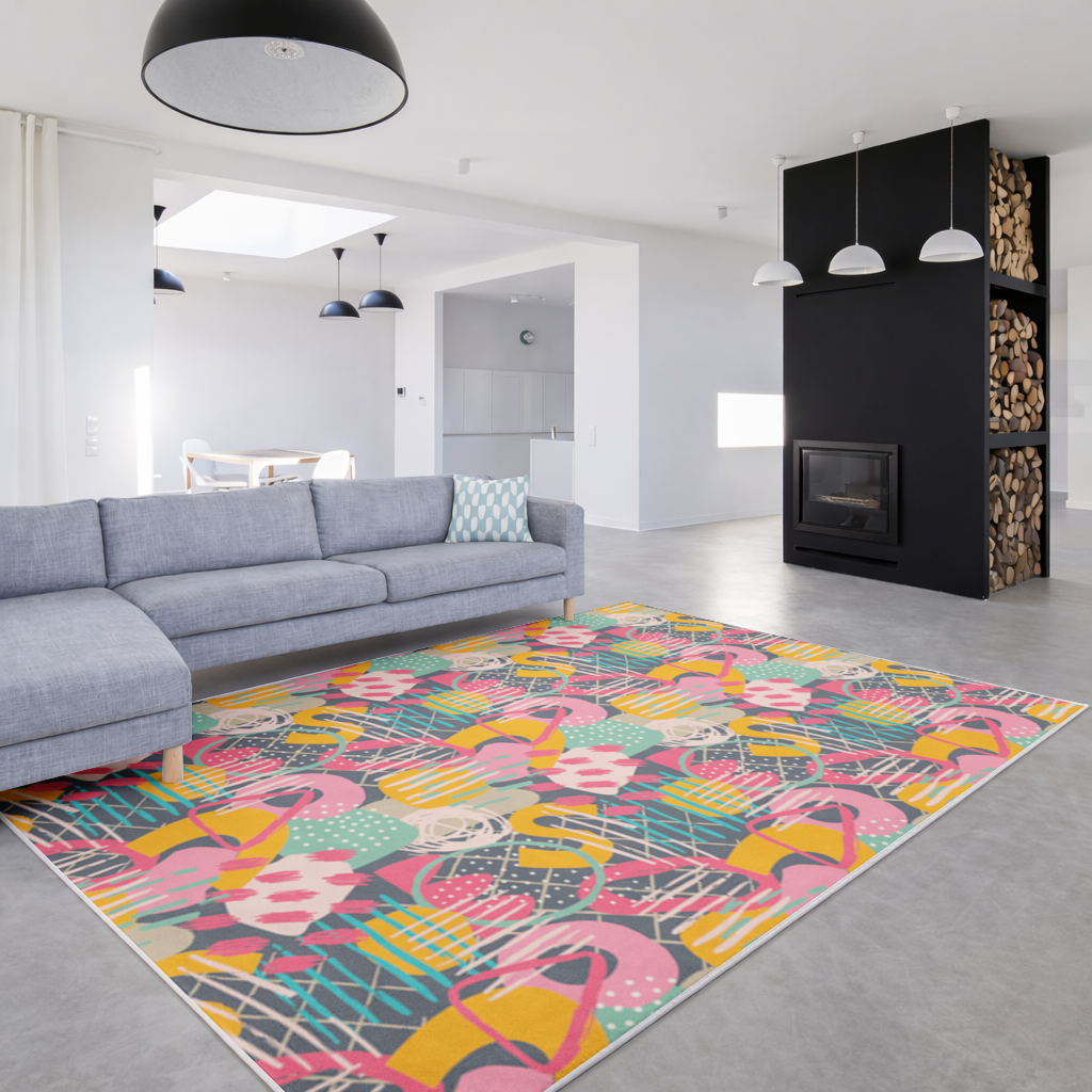 Abstract Geometric Doodle Living room carpet