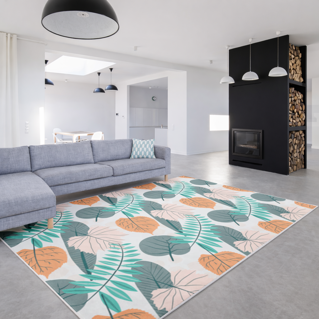 Modern Tropikal Yapraklar Salon Halısı