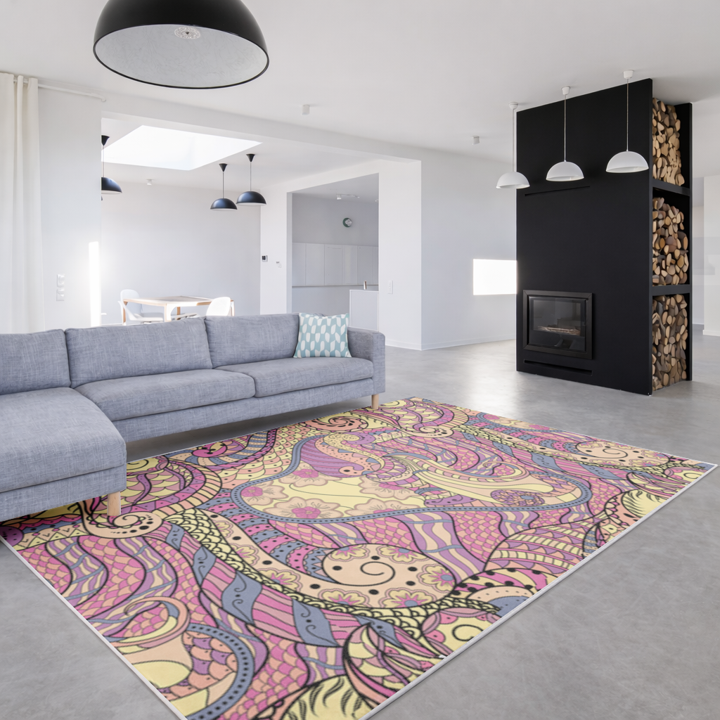 Psychedelic Zentangle Floral Living room carpet