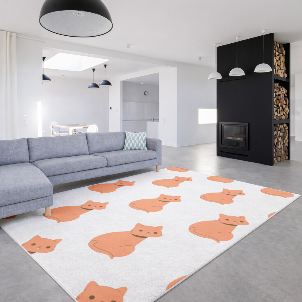 Kawaii Turuncu Kedi Blep Salon Halısı