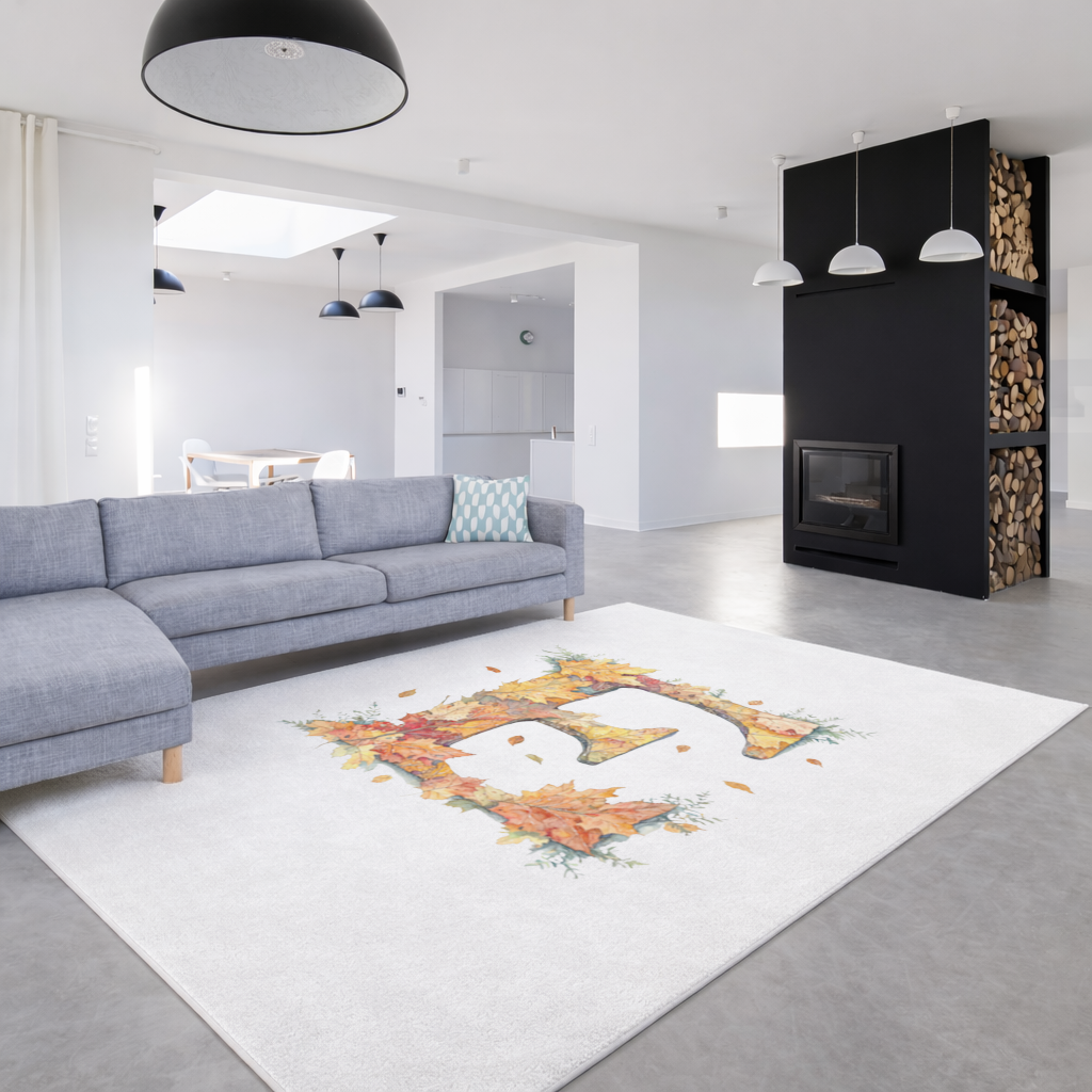 Autumn Maple Leaf Letter E Living room carpet