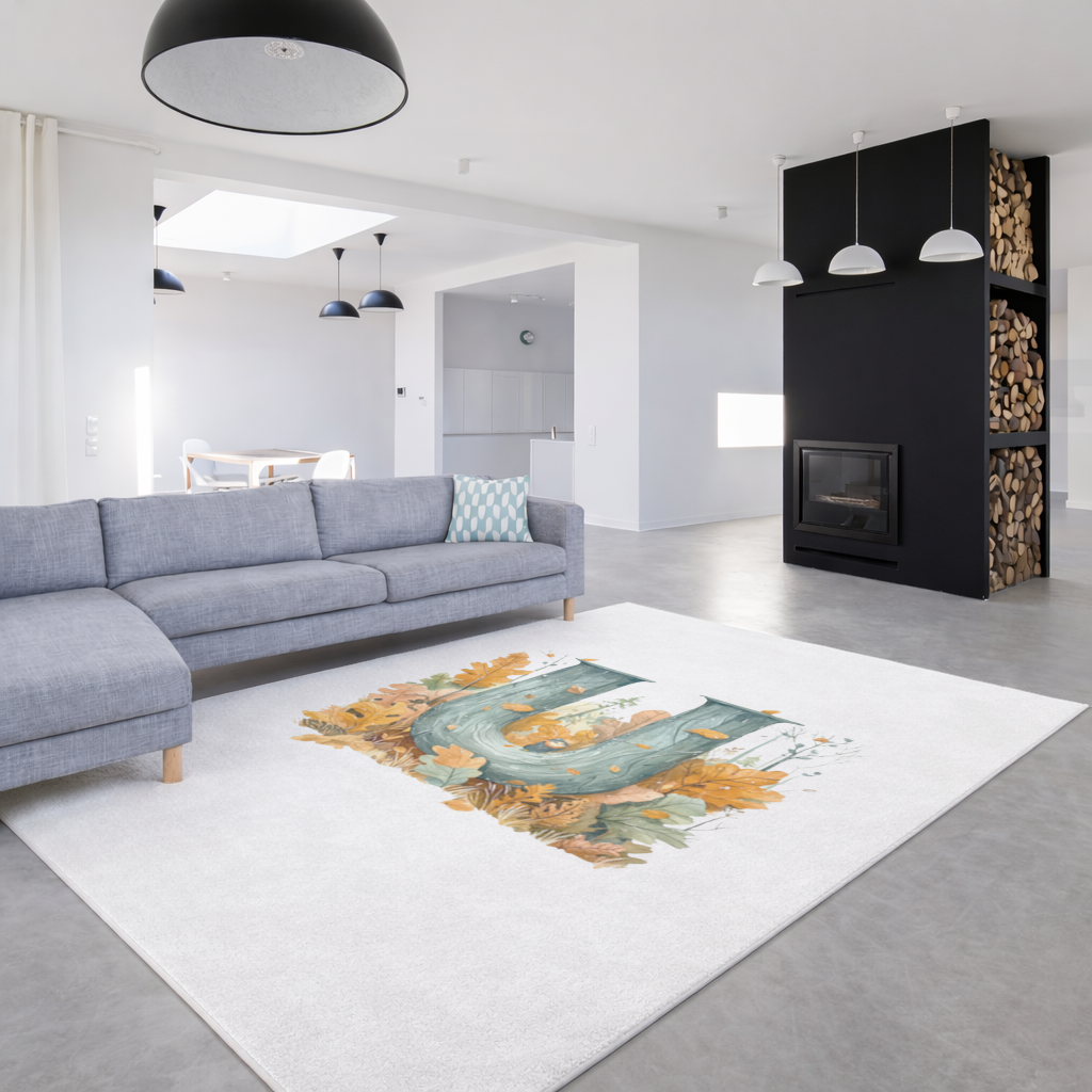 Autumn Woodland Initial Letter U Living room carpet