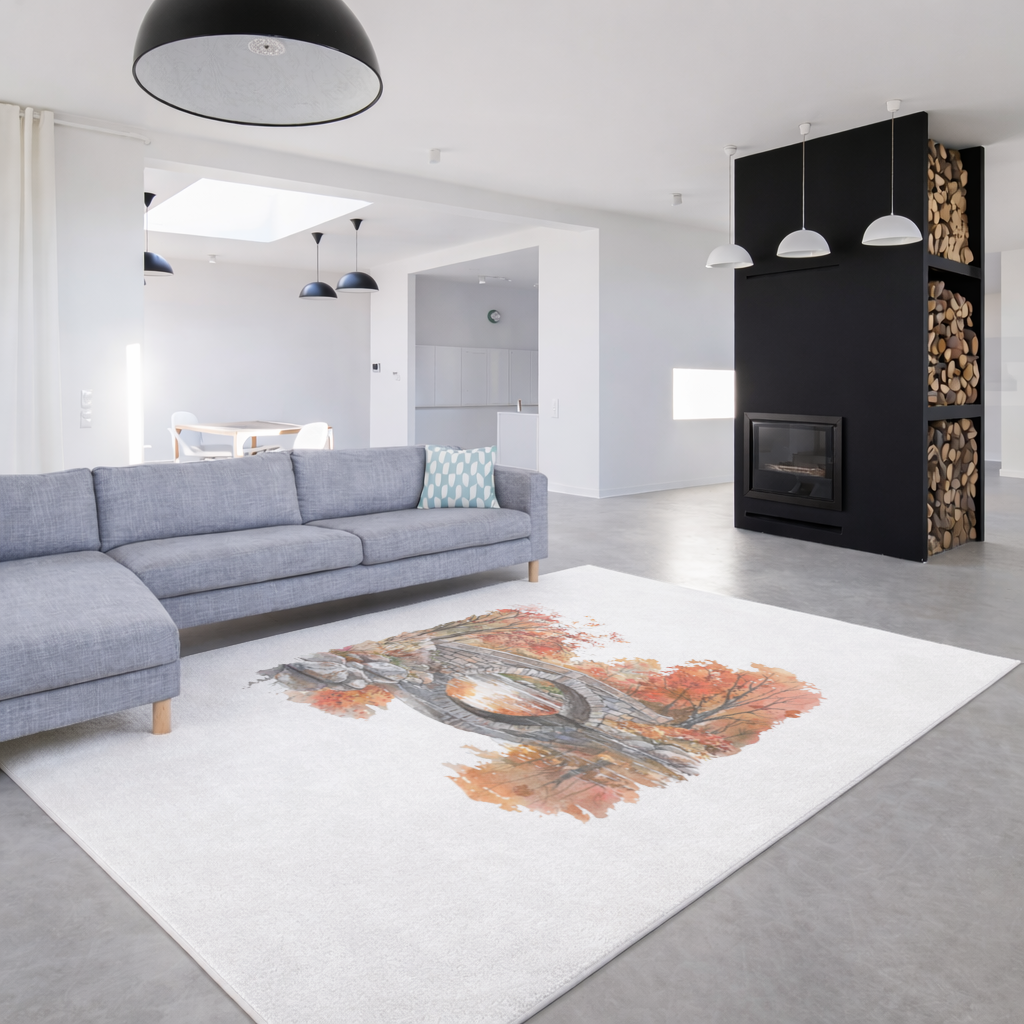 Sonbahar Taş Kemer Köprü ve Nehir Salon Halısı