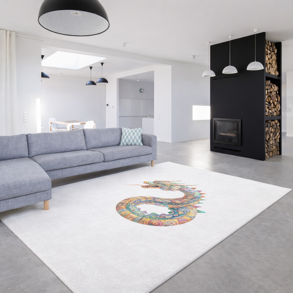 Colorful Mosaic Chinese Dragon Living room carpet