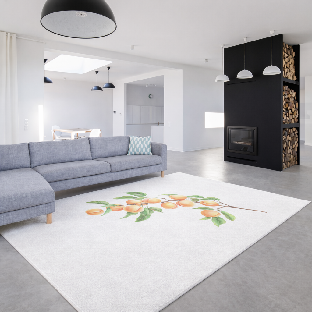 Ripe Orange Apricot Fruit Branch Living room carpet