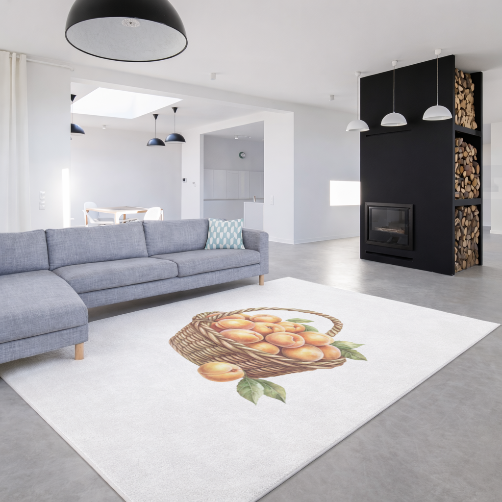 Fresh Peaches in Wicker Basket Living room carpet
