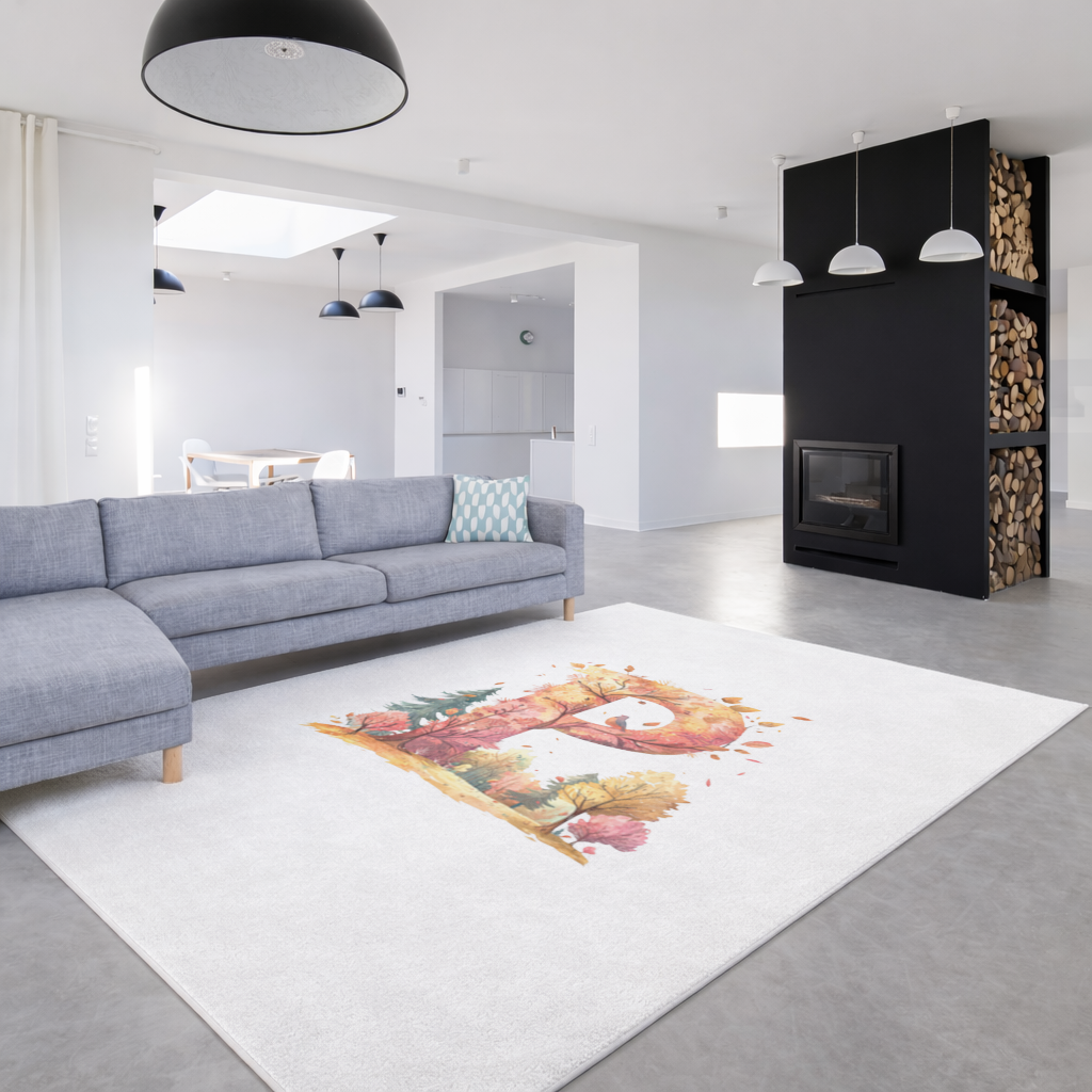 Autumn Forest Letter P with Bird Living room carpet